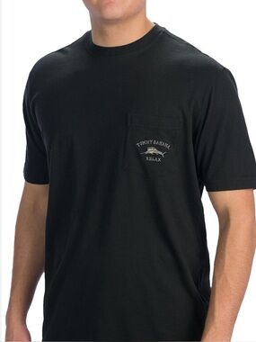 Men’s Tommy Bahama black cotton t-shirt size XXL, one front pocket with logo